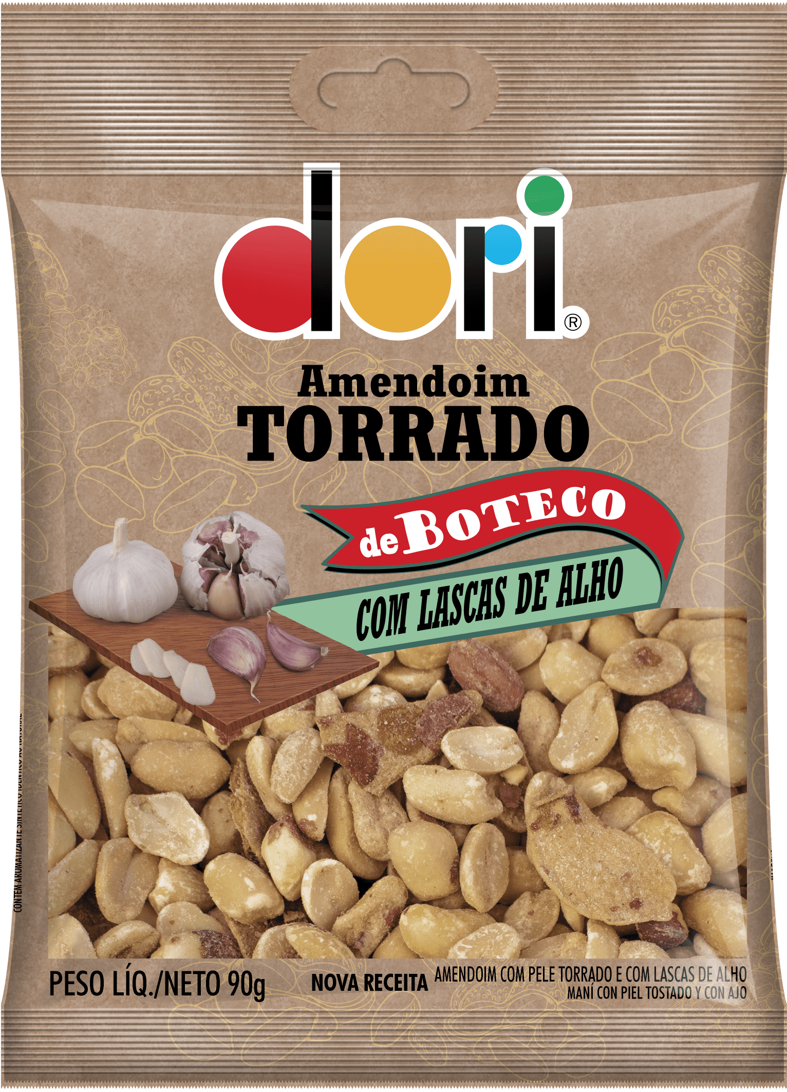AMENDOIM  COM LASCAS DE ALHO DORI 90GR
